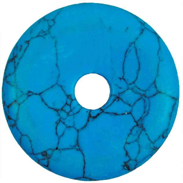 Synthetic Turquoise with Matrix Donut Pendant - Turquoise Multi Synthetic Turquoise Beads