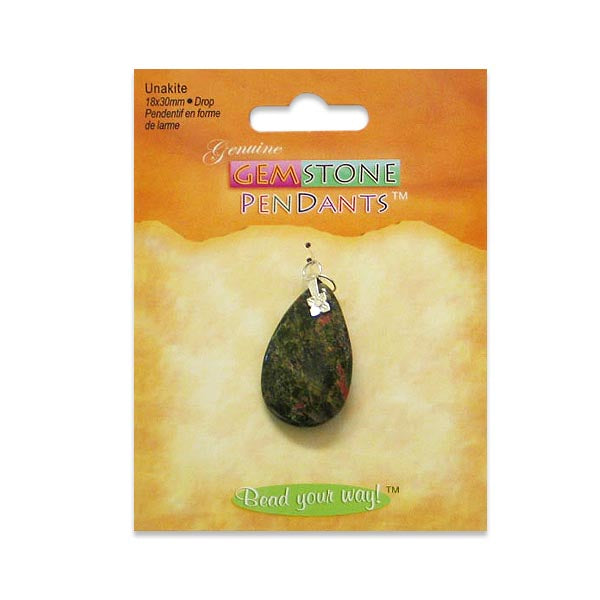 30mm x 18mm Unakite Drop Pendant - Multi Colors Unakite Beads