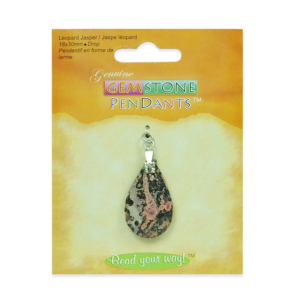Leopard Jasper Drop Pendant - Multi Colors Leopard Jasper Beads