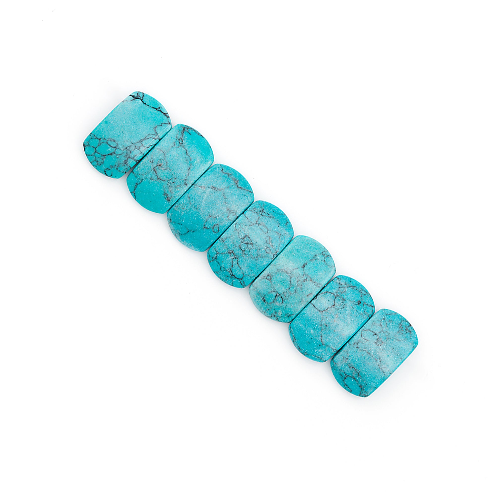 Synthetic Turquoise with Matrix Half Moon Beads Pack of 7 - Turquoise Multi Synthetic Turquoise Beads