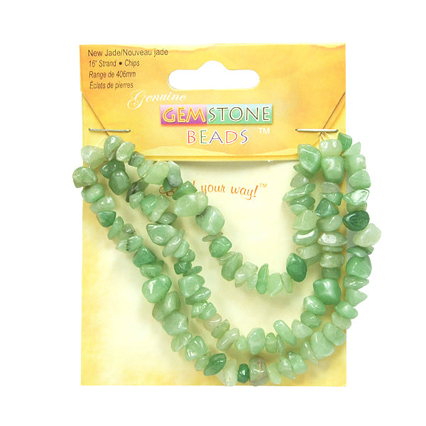 New Jade Chips 16 Inch Strand - Green New Jade Beads