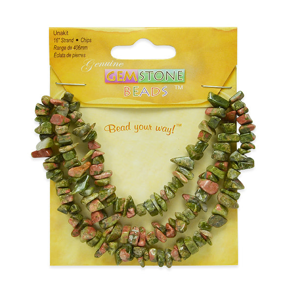 Unakite Chips 16 Inch Strand - Multi Colors Unakite Beads