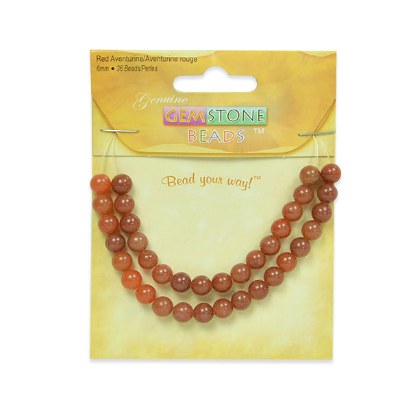 Red Aventurine Beads Pack of 36 Gemstone Beads