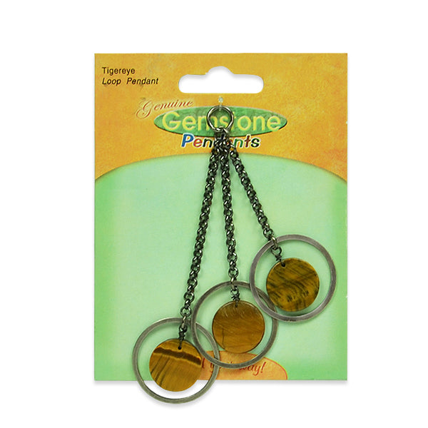 Tiger Eye Loop Pendant Pack of 3 - Brown Multi Tigereye Beads