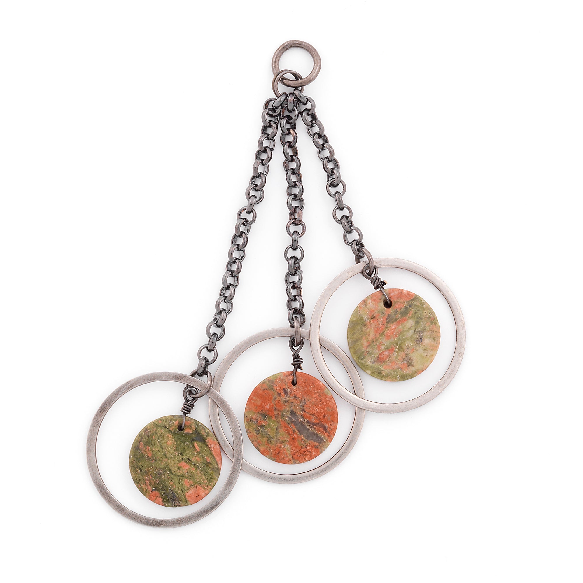 Unakite Loop Pendant Pack of 3 - Multi Colors Unakite Beads