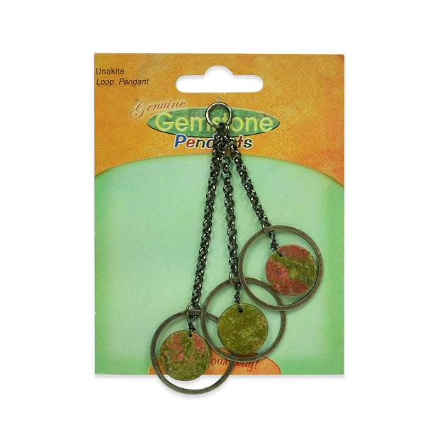 Unakite Loop Pendant Pack of 3 - Multi Colors Unakite Beads