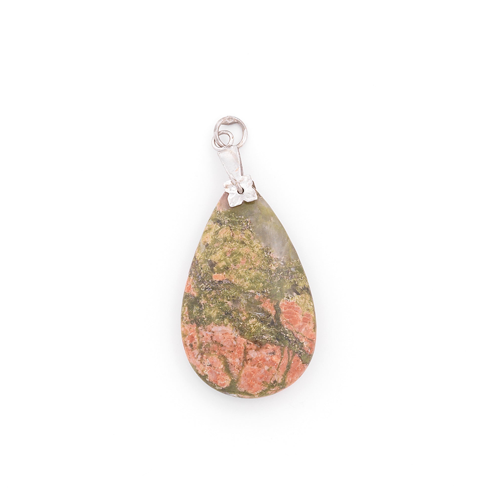 30mm x 18mm Unakite Drop Pendant - Multi Colors Unakite Beads
