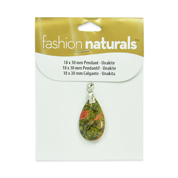 30mm x 18mm Unakite Drop Pendant - Multi Colors Unakite Beads