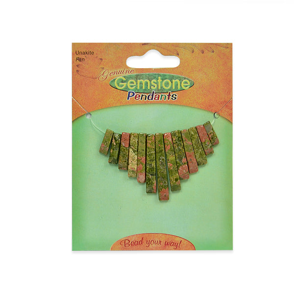 Unakite Fan Pendant Pack of 13 - Multi Colors Unakite Beads