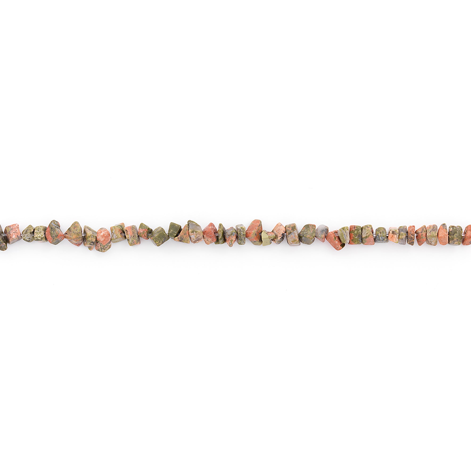 Unakite Chips 6 Inch Strand - Multi Colors Unakite Beads