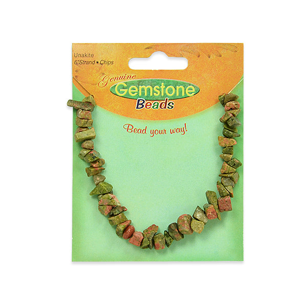 Unakite Chips 6 Inch Strand - Multi Colors Unakite Beads