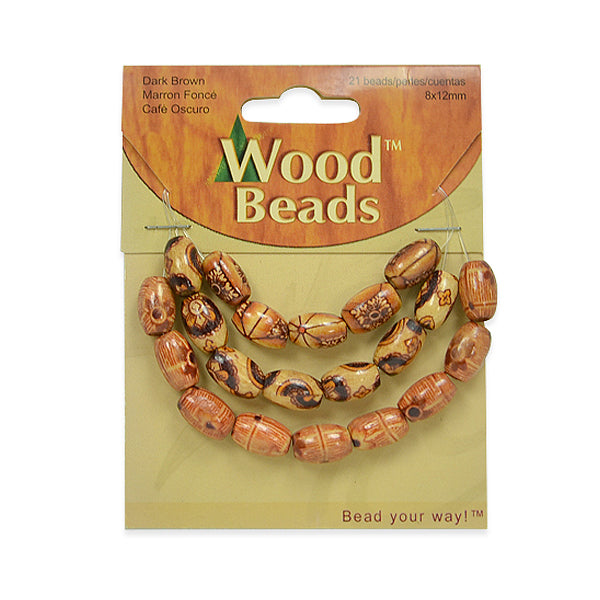 Wood Beads Pack of 21 - Brown Multi Wood Beads