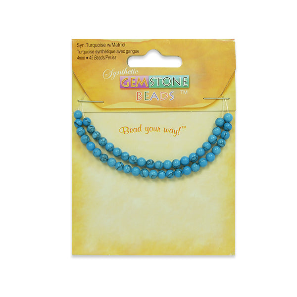 Synthetic Turquoise with Matrix Beads Pack of 45 - Turquoise Multi Synthetic Turquoise Beads
