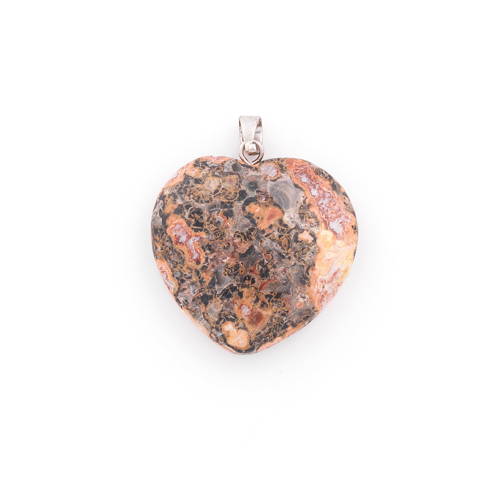 Leopard Jasper Heart Pendant - Multi Colors Leopard Jasper Beads