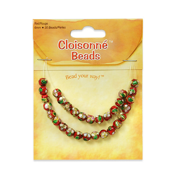 Cloisonne Beads 30 Beads - Red Multi Cloissone Beads