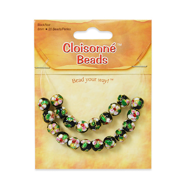 Cloisonne Beads Pack of 20 - Black Multi Cloissone Beads
