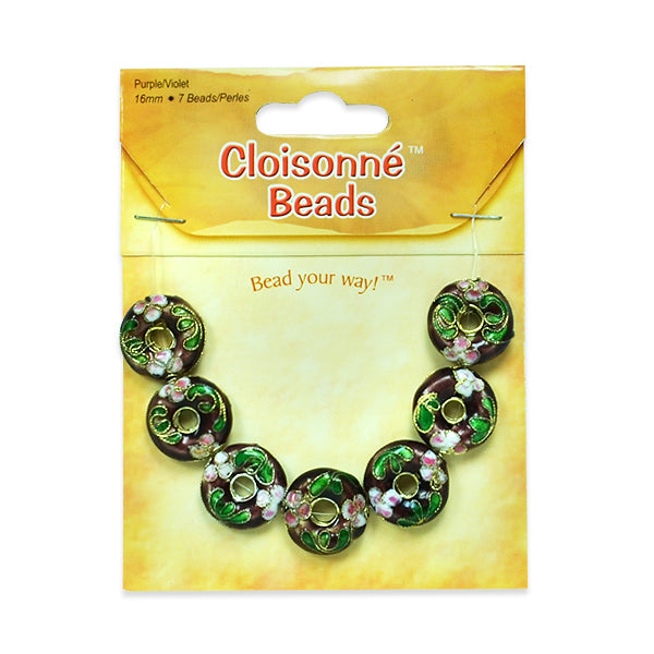 Cloisonne Donut Beads Pack of 7 - Brown Multi Cloissone Beads
