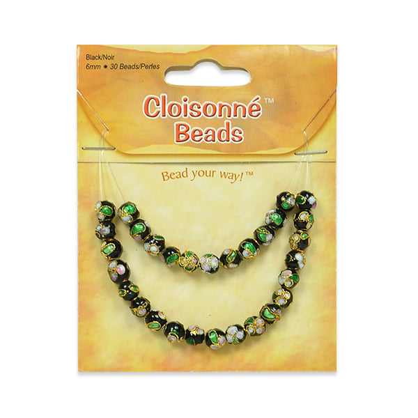 Cloisonné Beads Pack of 30 - Black Multi Cloissone Beads