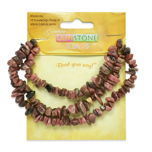Rhodonite Chips - 16" Strand - Natural Rhodonite Beads