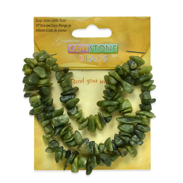 Suyi Jade Chips - 16" Strand - Natural Suyi Jade Beads