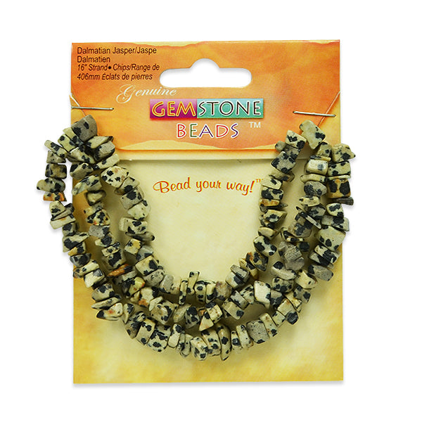 Dalmatian Jasper Chips - 16" Strand - Natural Dalmation Jasper Beads