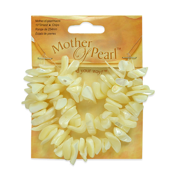 Mother Of Pearl Chips - 10" Strand - Natural Shell & Pearl Beads