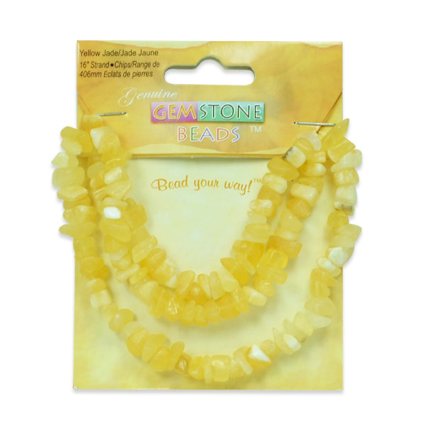 Yellow Jade Chips - 16" Strand - Natural Yellow Jade Beads