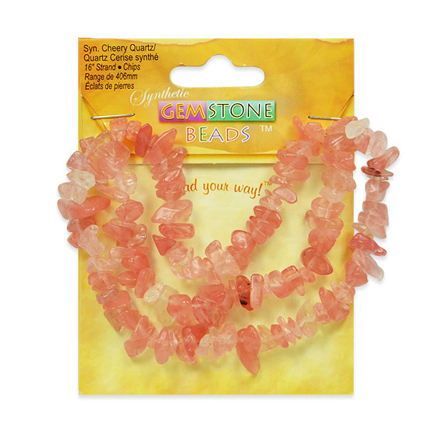 Cherry Quartz Chips - 16" Strand - Natural Cherry Quartz Beads