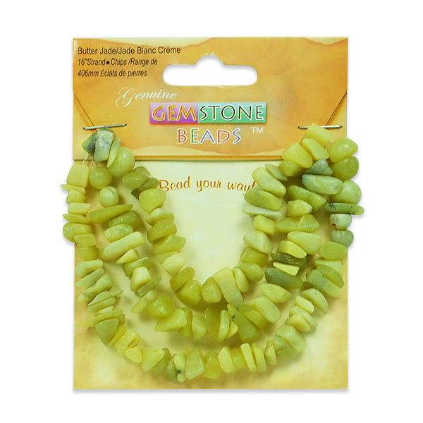 Butter Jade Chips - 16" Strand - Natural Butter Jade Beads