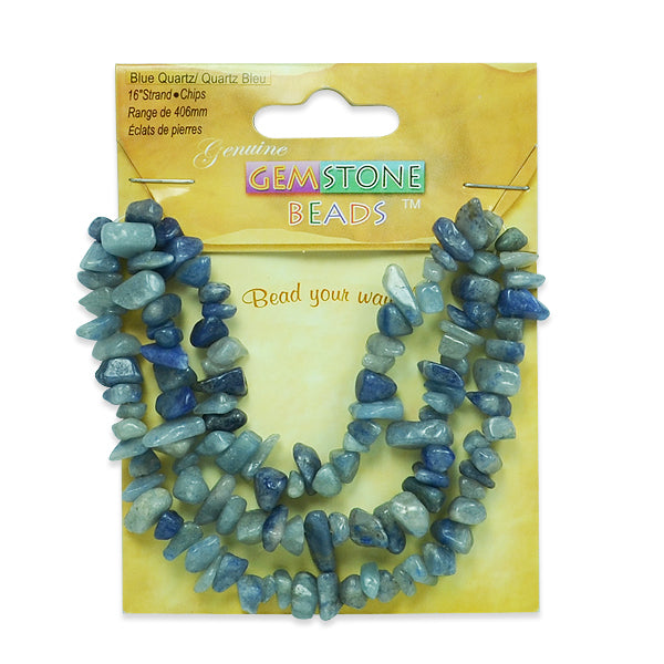 Blue Quartz Chips - 16" Strand - Natural Blue Quartz Beads