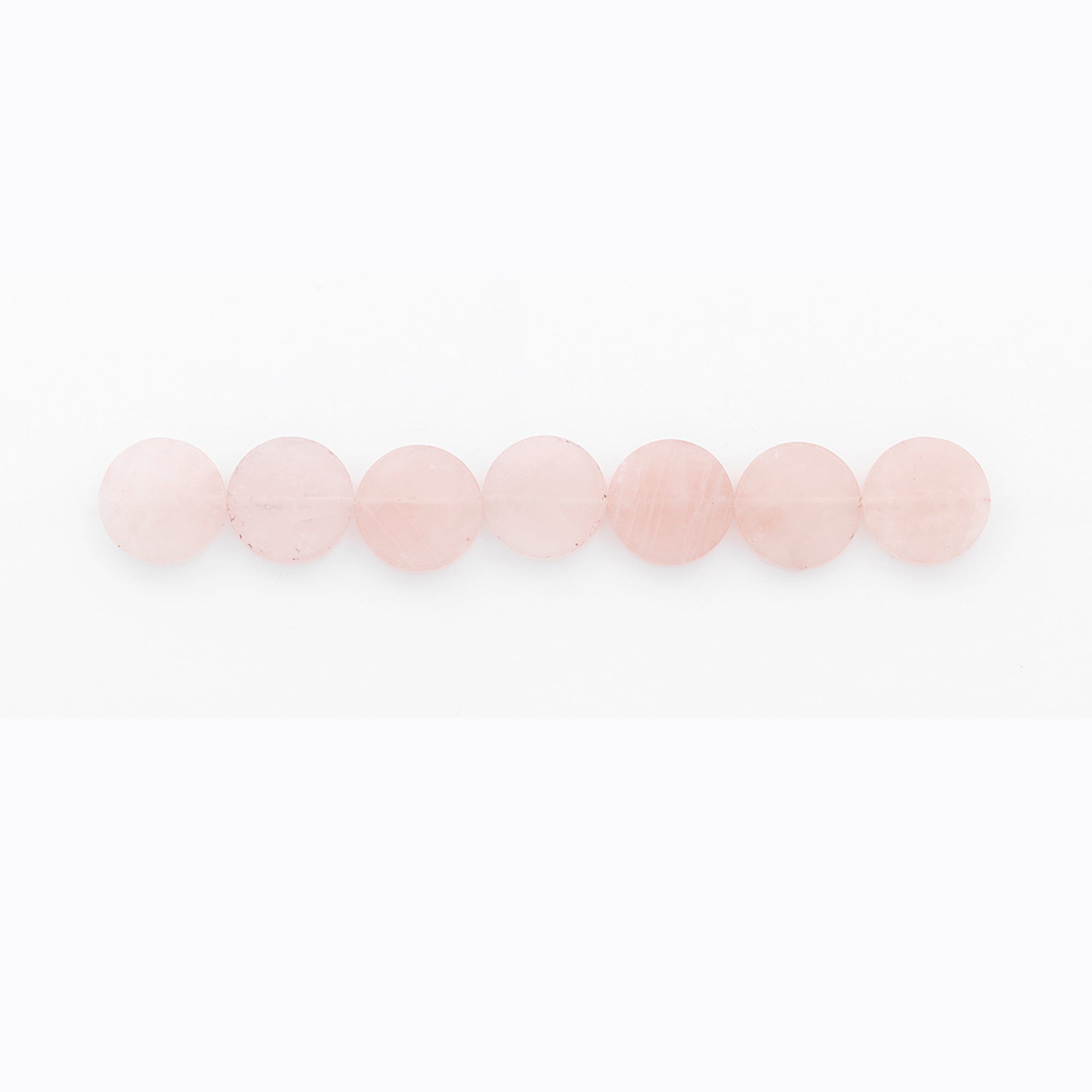 Rose Quartz Disk Beads - 15mm - 7 pcs. - Natural Rose Quartz Beads
