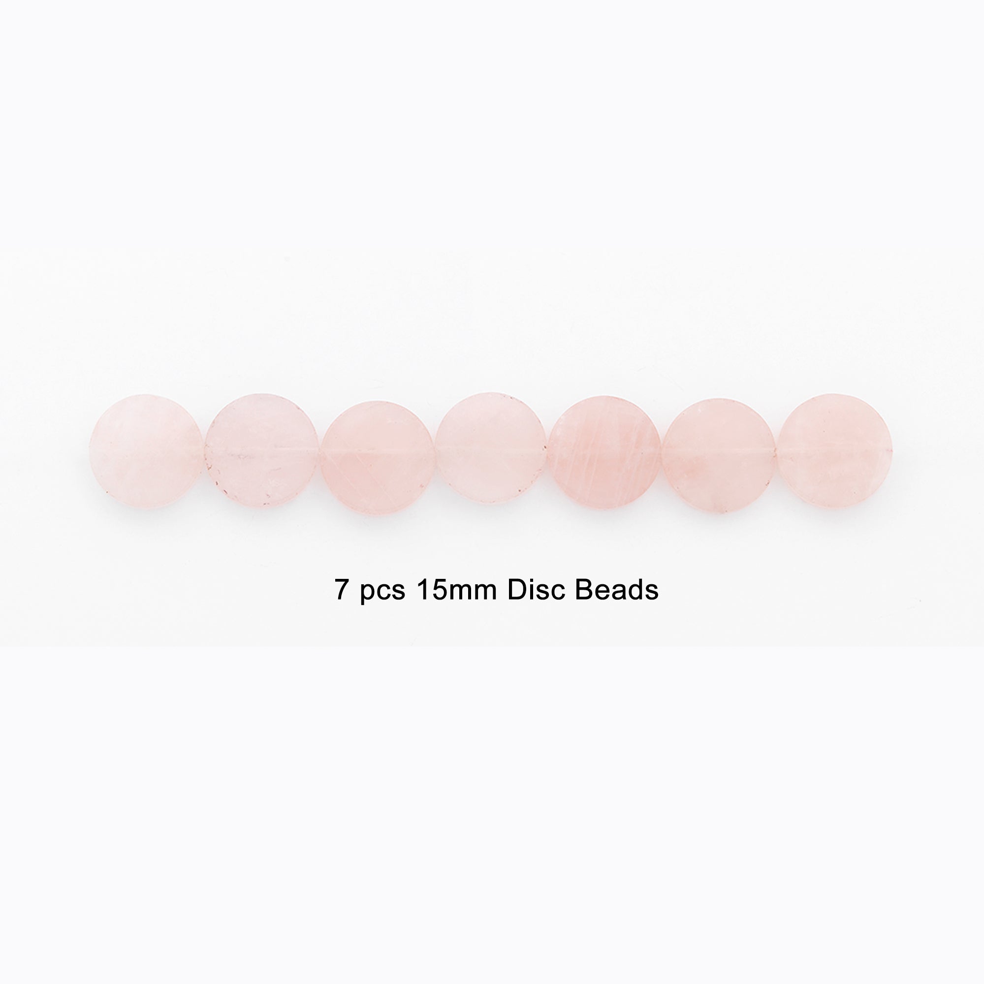 Rose Quartz Disk Beads - 15mm - 7 pcs. - Natural Rose Quartz Beads