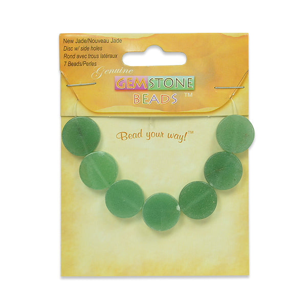 New Jade Disk Beads - 15mm - 7 pcs. - Natural New Jade Beads