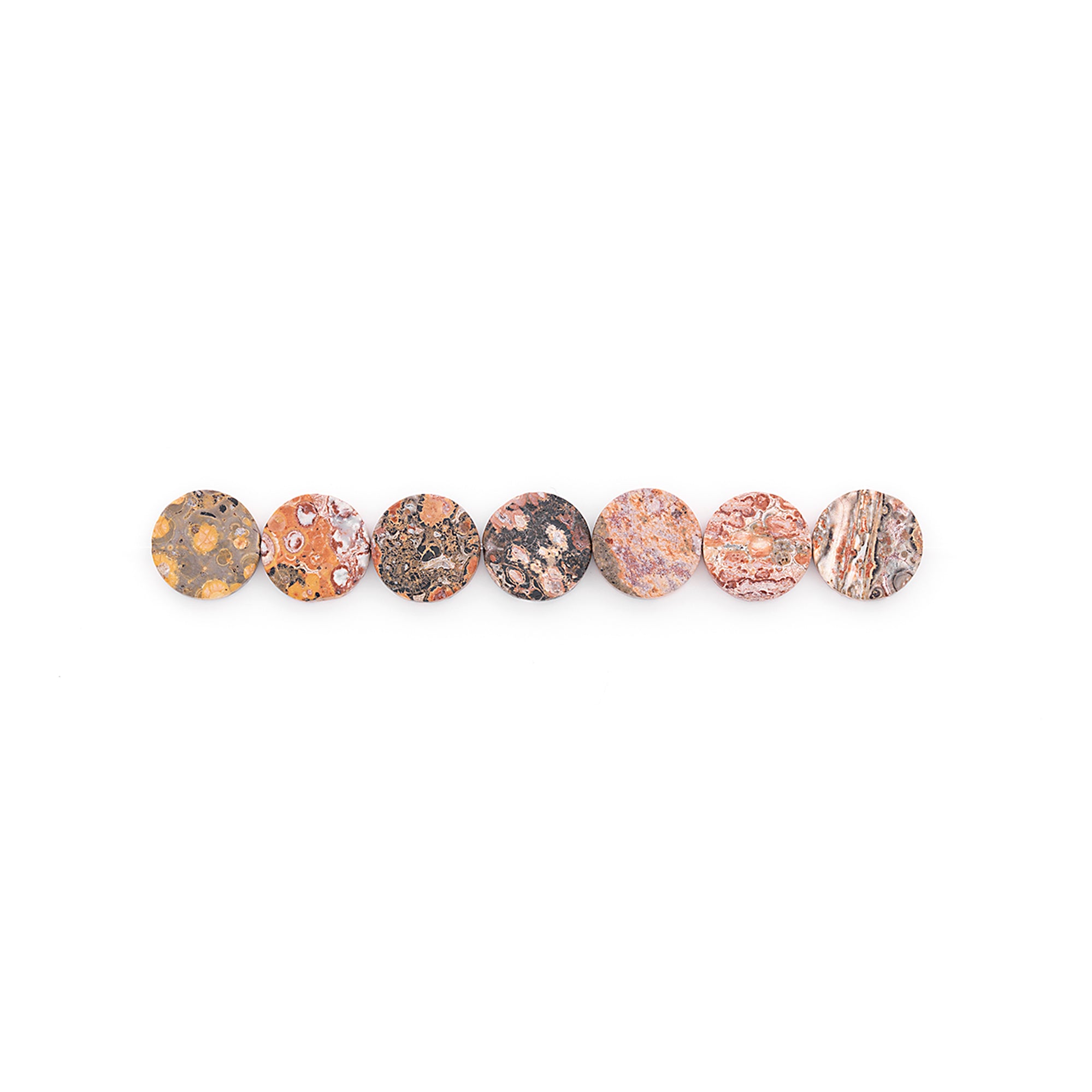 Leopard Jasper Disk Beads - 15mm - 7 pcs. - Natural Leopard Jasper Beads