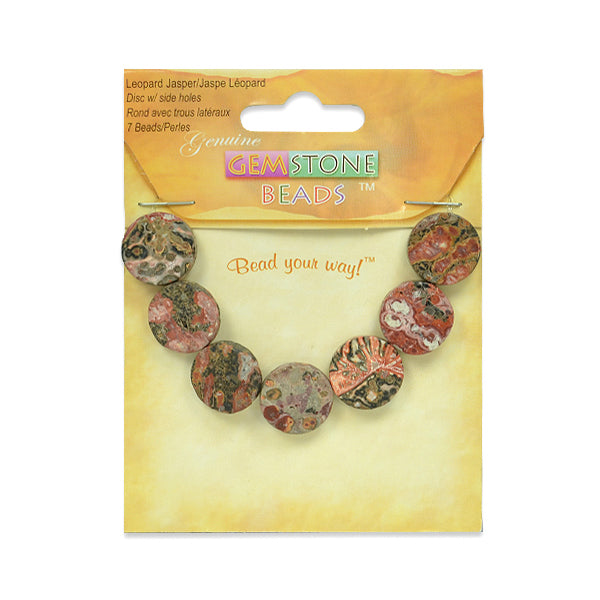 Leopard Jasper Disk Beads - 15mm - 7 pcs. - Natural Leopard Jasper Beads