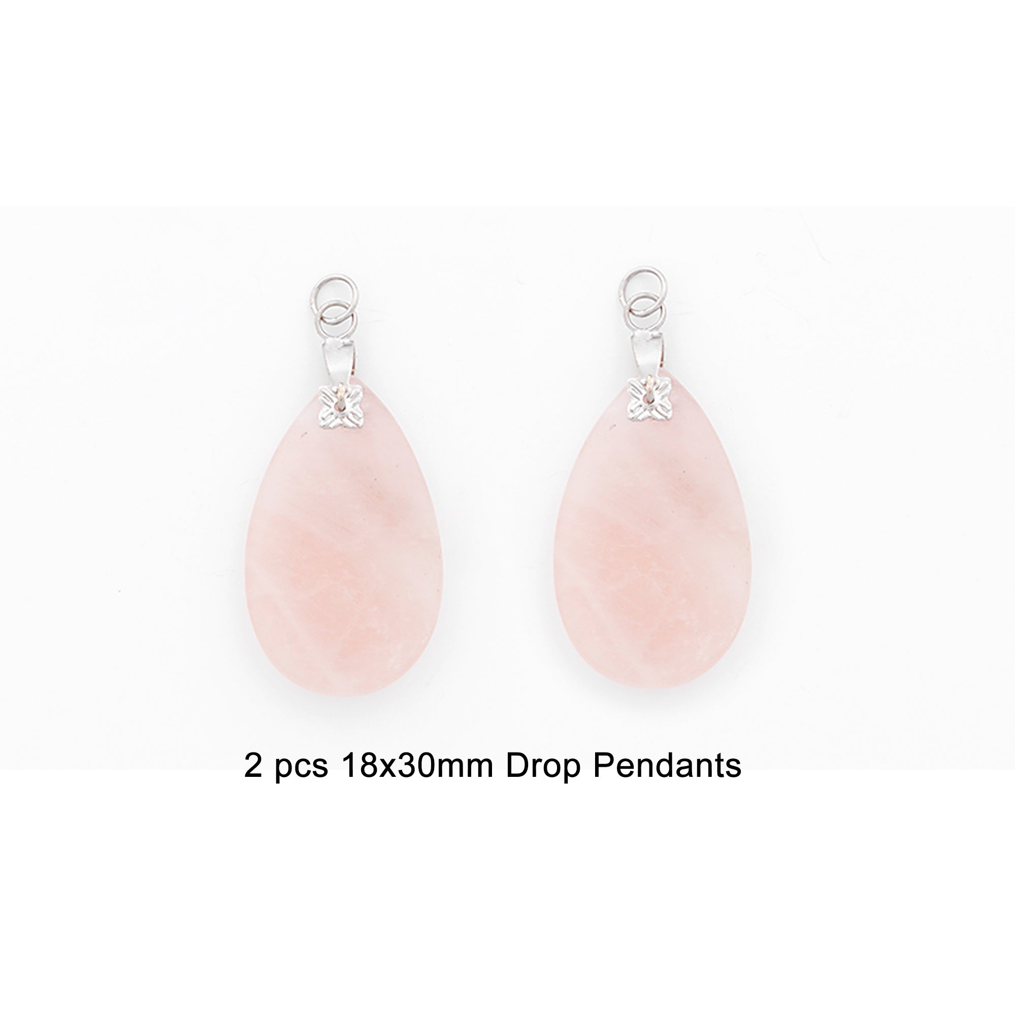 Rose Quartz Drop Pendants - 18x30mm - 2 pcs. - Natural Rose Quartz Beads