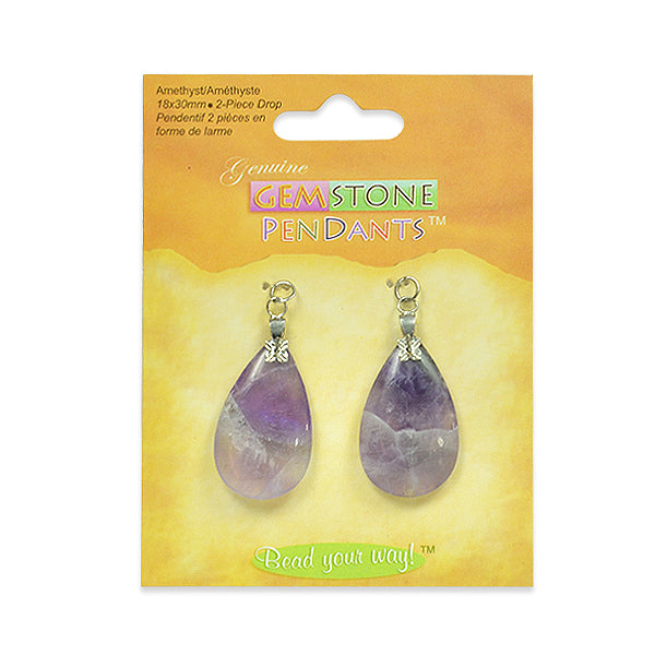 Amethyst Drop Pendants Pack of 2 Amethyst Beads