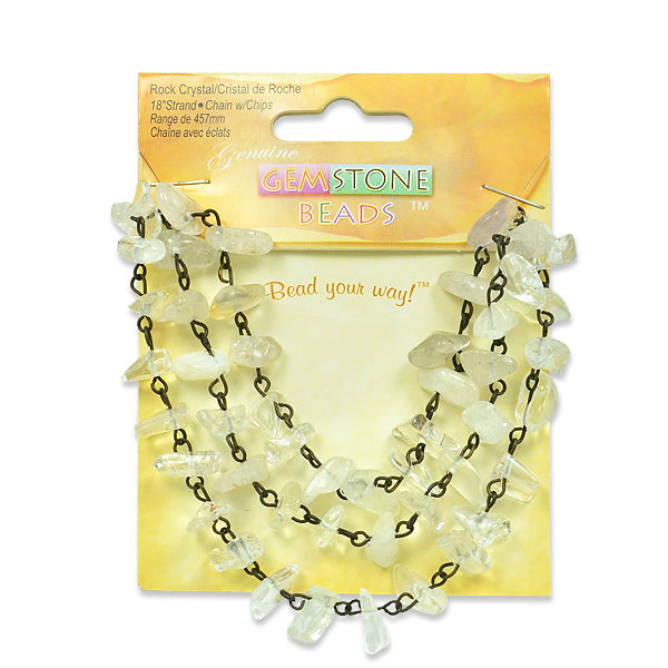 Rock Crystal Chain with Chips - 18" Strand - Natural Rock Crystal Beads