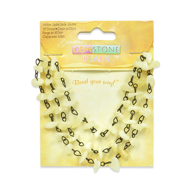 Yellow Jade Chain with Chips - 18" Strand - Natural Yellow Jade Beads