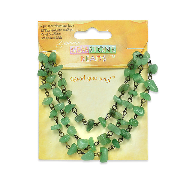 New Jade Chain with Chips - 18" Strand - Natural New Jade Beads