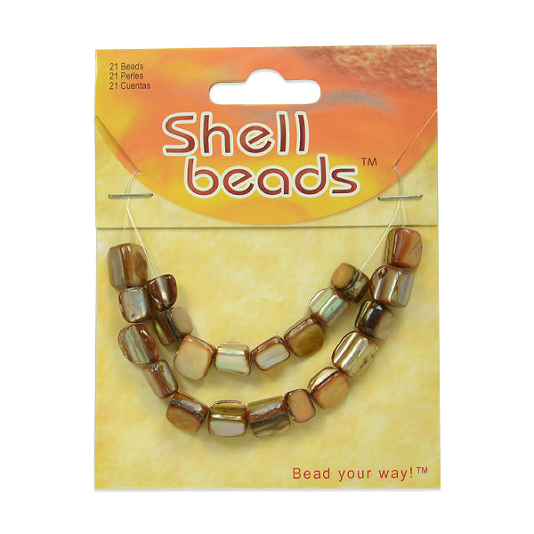 Sea Shell 4-6mm Nugget Beads - PK/21 - Tinted Amber - Natural Shell & Pearl Beads