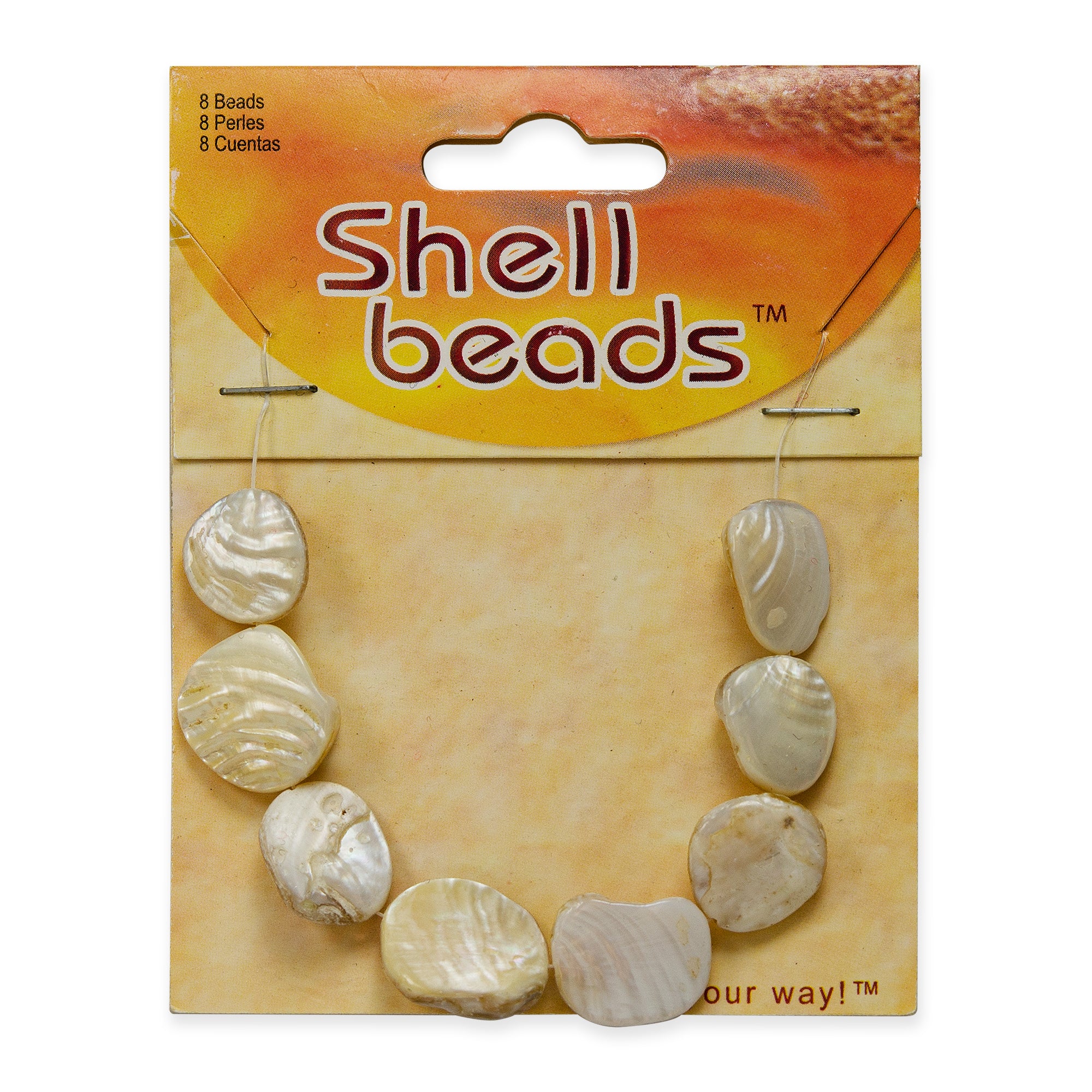 Tinted Shell Chnk Beads Natur Pack of 8 - Natural Shell & Pearl Beads