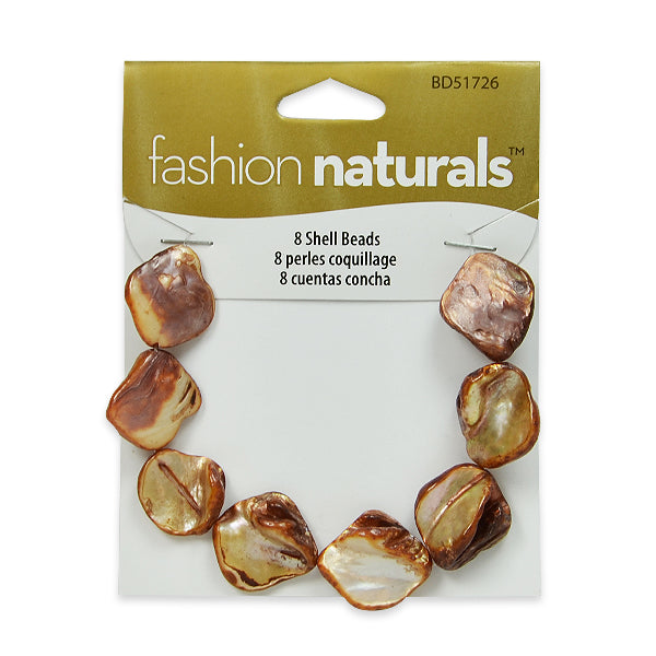 Sea Shell Chunky 12mm-18mm Beads PK/8 Tinted Amber - Natural Shell & Pearl Beads