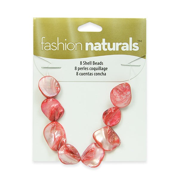 Sea Shell Chunky 12mm-18mm Beads PK/8 Tinted Rust - Natural Shell & Pearl Beads