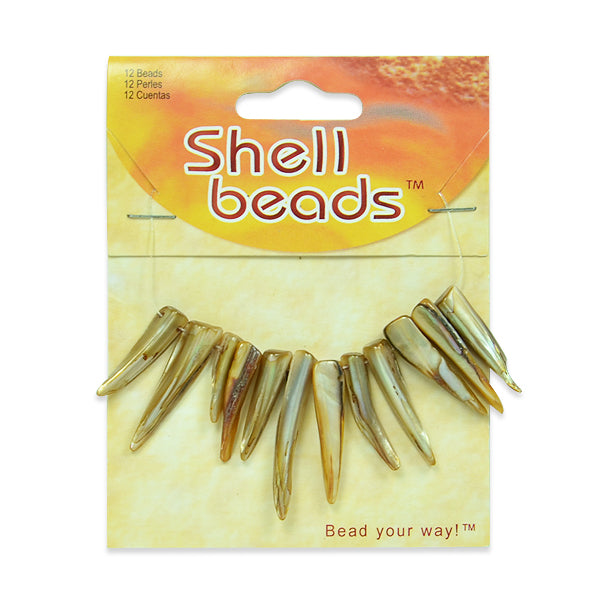 Tinted Shell Spike Beads Amber Pack of 12 - Natural Shell & Pearl Beads