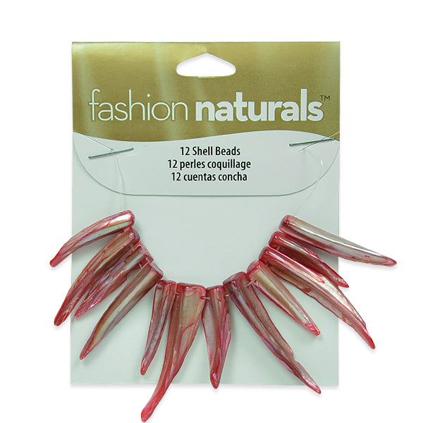 Sea Shell Spike Beads Hand Crafted Tinted Rust PK/12 - Natural Shell & Pearl Beads