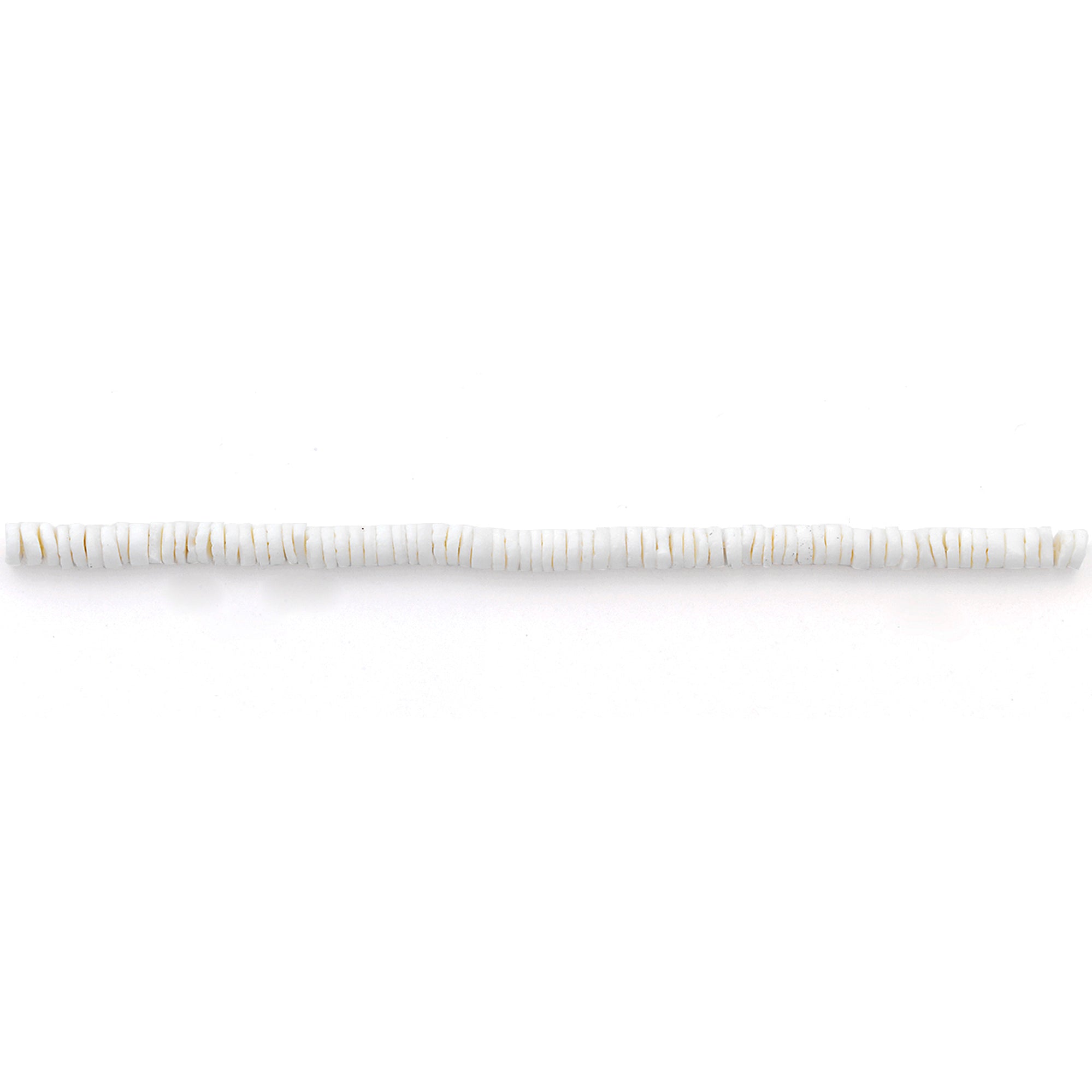 Round Shell Disk Beads - White - 15cm - Natural Shell & Pearl Beads