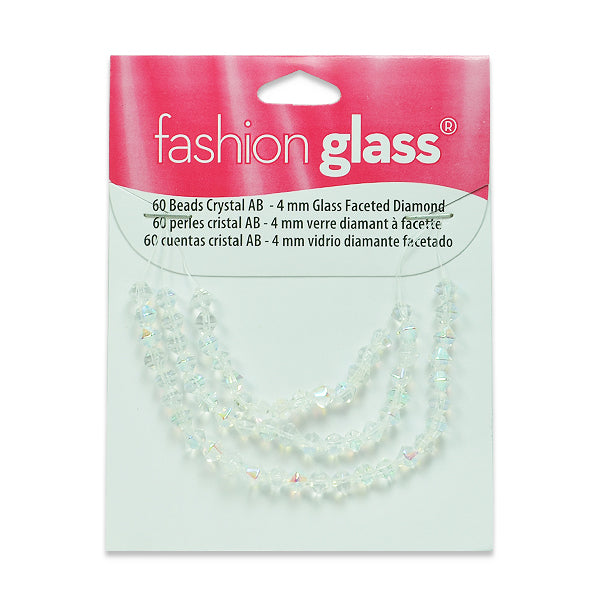 Diamond Facet Glass Beads Pack of 60 - Crystal Aurora Borealis Gemstone Beads
