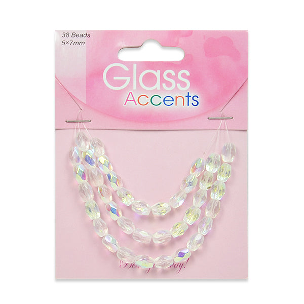 Oval Faceted Glass Beads Pack of 38. - Natural Glass Beads
