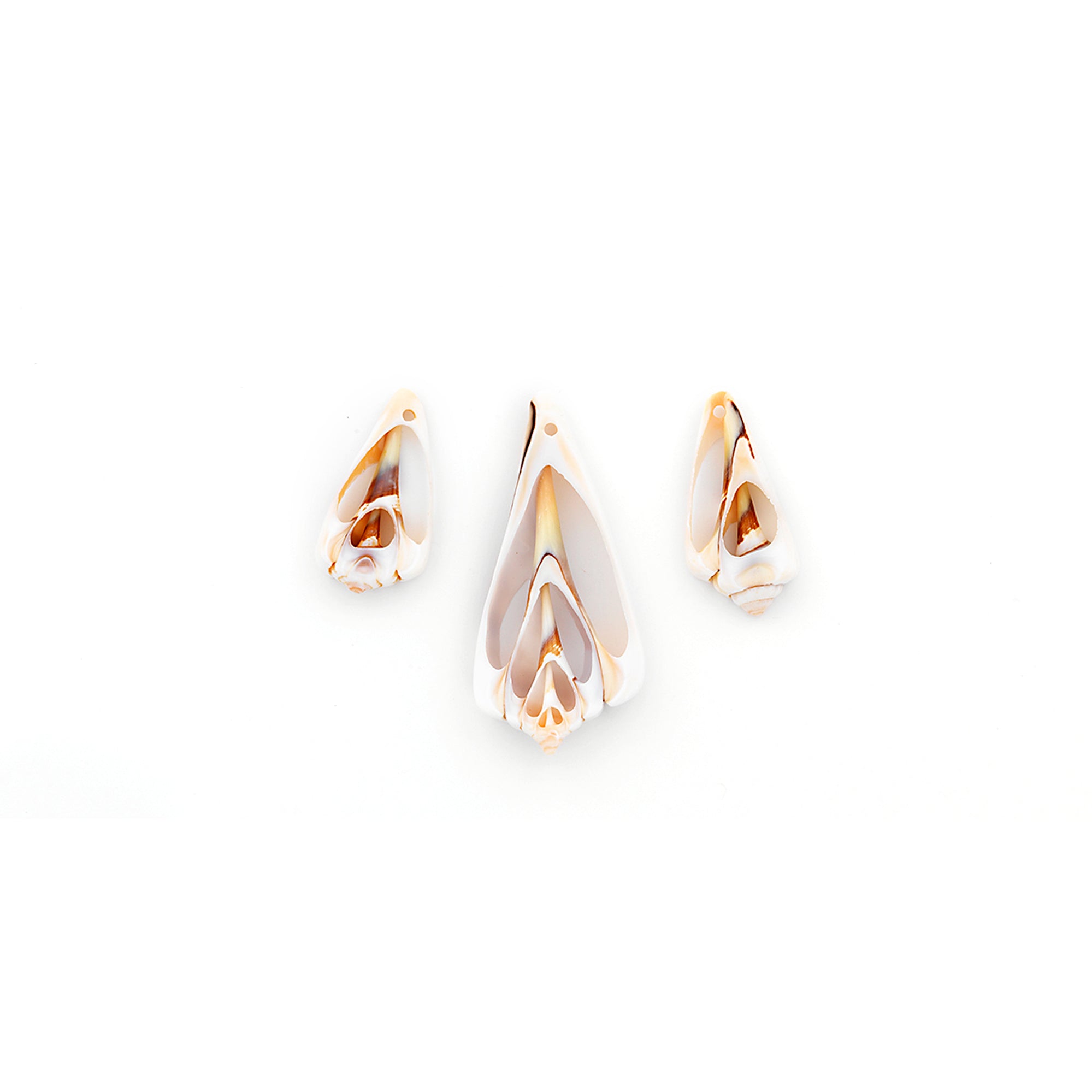 Sliced Shell Pendants - Ivory Multi - 3 Pc Pack - Natural Shell & Pearl Beads